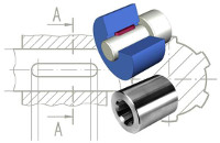 Technische Zeichnung, CAD-Modell und Exemplar einer Passfederverbindung