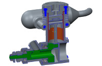 Geschnittenes CAD-Modell eines Zylinders (Motor)