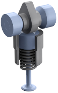 CAD Modell des Nocken/Tassenstößel-Kontakts eines Ventiltriebs.