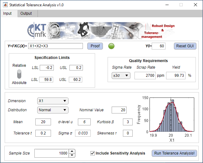 Screenshot statistische Toleranzanalyse