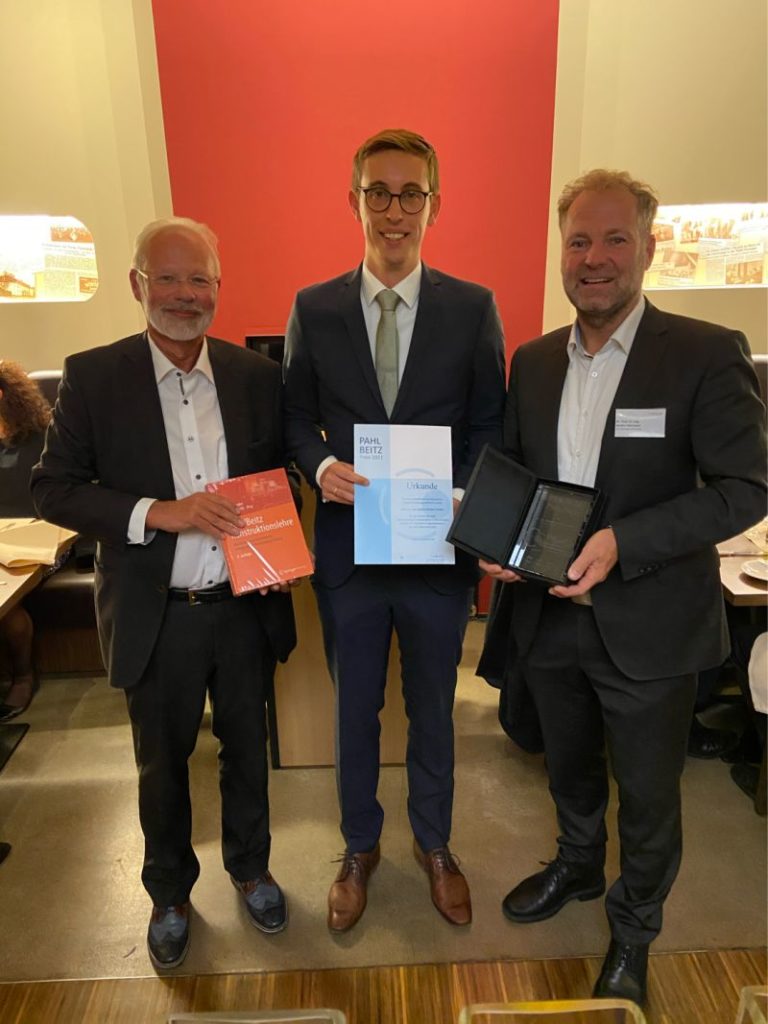 Dr.-Ing. Marius Fechter erhält den Pahl-Beitz-Preis der WiGeP